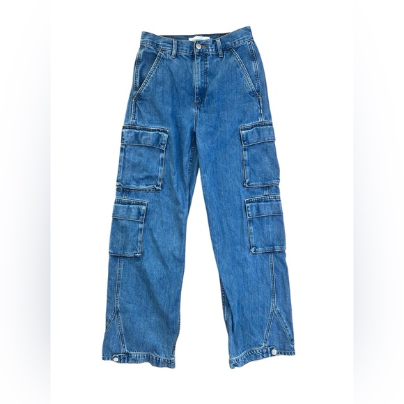 Demin Forum 90s Millie Hi-Rise Grunge Cargo Utility Medium Wash Relaxed Jeans - Picture 7 of 16